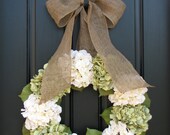 Spring Wreaths, 25" Hydrangea Wreath, Spring Decorations, Summer Wreaths, Etsy Wreaths, Spring Hydrangeas, Spring Home Decor
