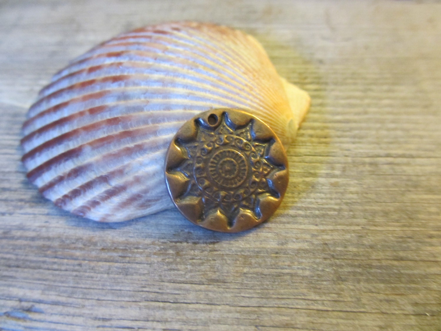 Copper Pendant Flower Spiral Jewelry Component