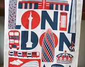London Typographic tea towel