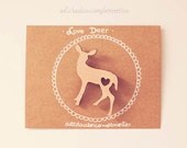 Brooch Love Deer, wooden fawn brooch