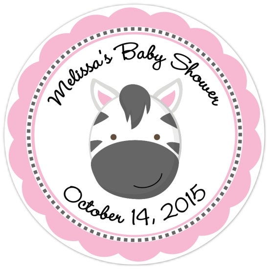 Zebra Baby Shower Stickers - Zebra Custom Baby Shower Labels - Personalized for YOU