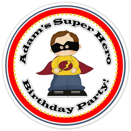 Super Hero Stickers, Birthday Labels, Personalized Super Hero Party Stickers, Birthday Decoration, Super Hero Party Favors