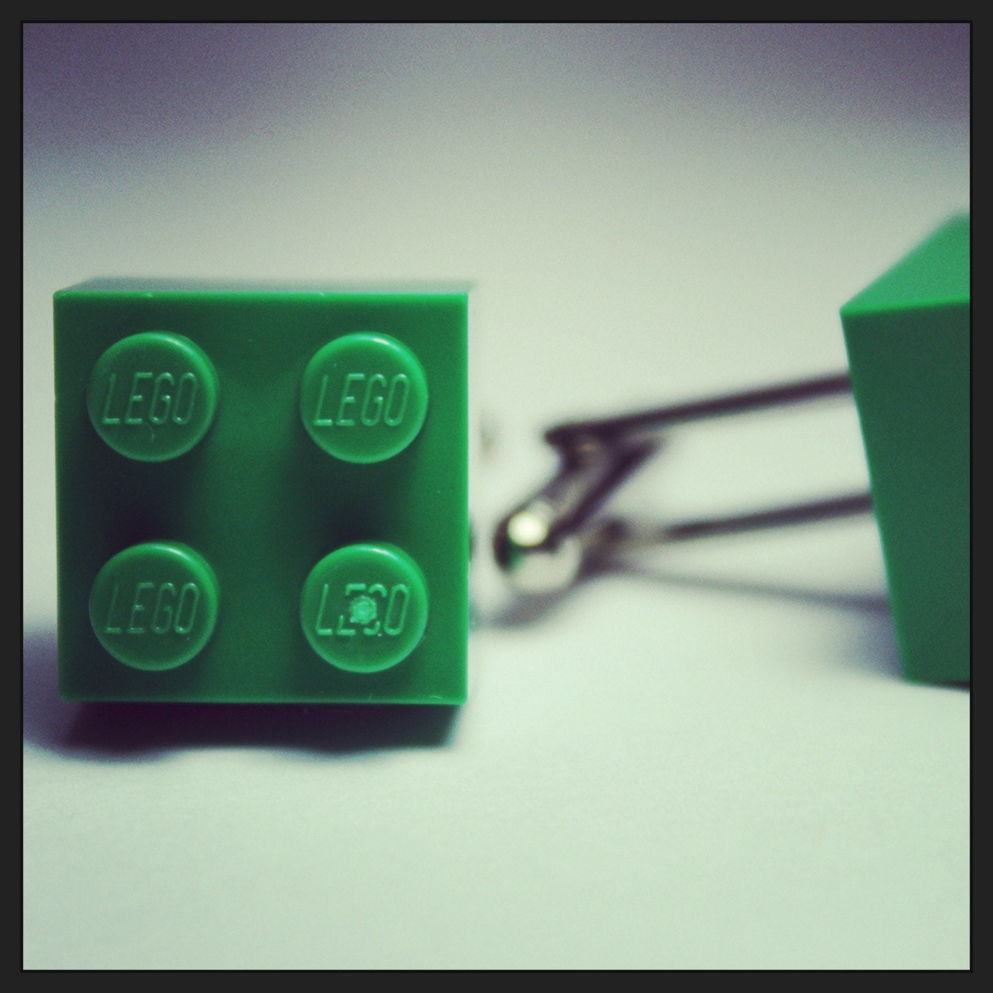 Made from Lego (r) Grass Green Cufflinks