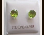 Green Peridot Sterling Silver stud Earrings