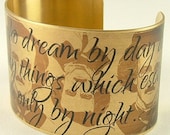 Edgar Allan Poe Jewelry - Eleonora - Dream By Day Quote Brass Cuff - Aubrey Beardsley