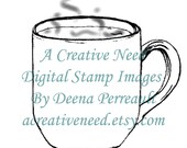 INSTANT Download Digital Stamp Image Hot CUP of COFFEE
