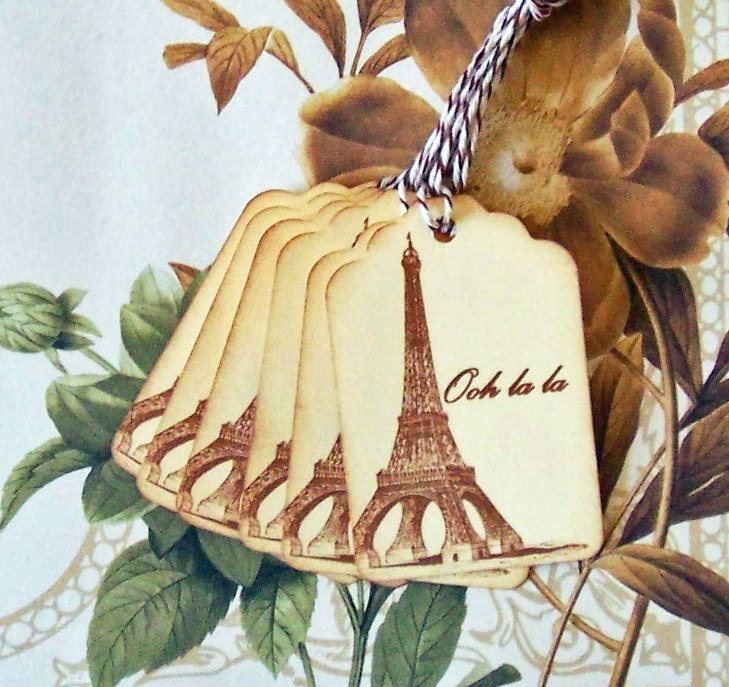 Tags Vintage French Eiffel Tower Ohh La La Gift Tags Price Tags Party Favor Wish Tree T034