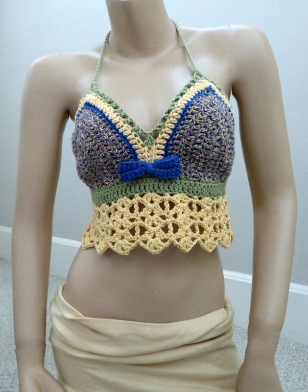 Bonnaroo Babe - BowKini Halter Top in 100% Cotton, music and art festival attire - bellydancer - hippie