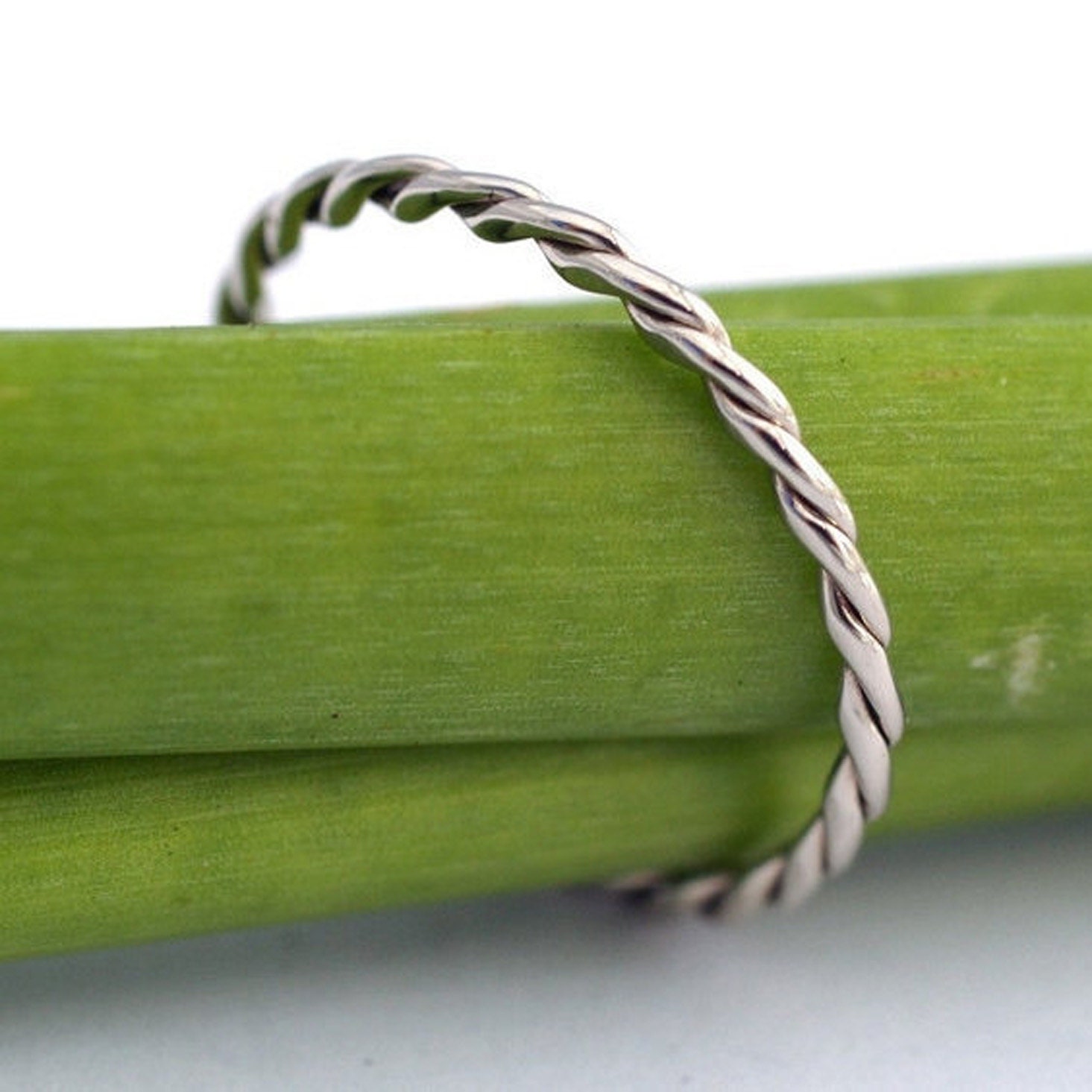 ON SALE White Gold Twist- 14k Modern Wedding Band or Stacking Ring