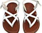 White/Brown Mix Leather Sandals