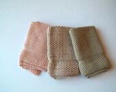 Dishcloths Knit in Cotton in Peach Blossom and Putty