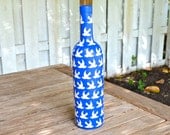 Royal Blue Peace Dove Inspired Upcycled Glass Bottle