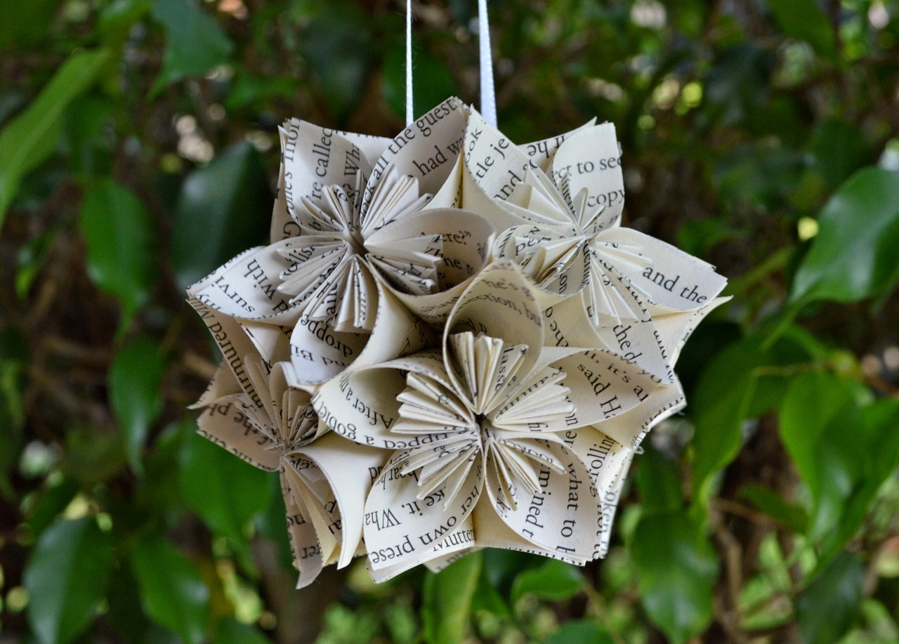 Small Harry Potter Book Paper Flower Ball Ornament