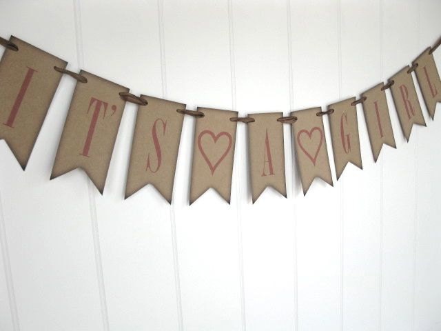 IT'S A GIRL banner - petite paper banner - baby banner, baby shower decor, nursery decor - original design