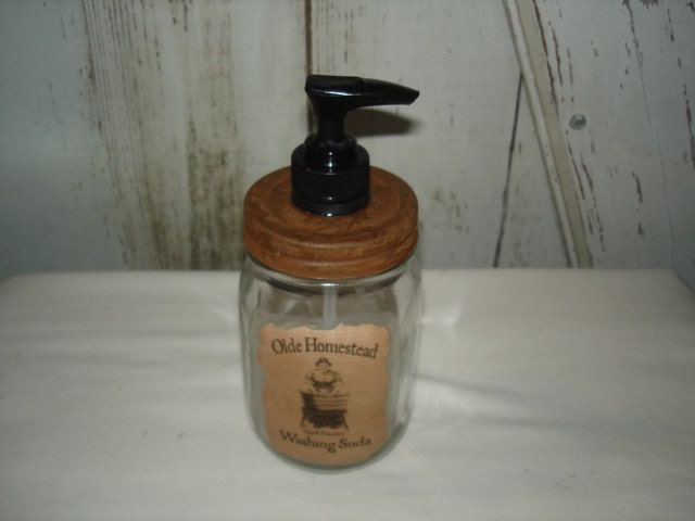 Old Homestead Washing Soda Label Soap Dispenser, Primitive, Rustic