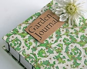 Garden Journal The Essentials with Green Florentine cover with coptic stitching - Available to Ship Now