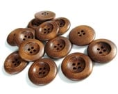 6 chocolate brown wooden buttons 25mm  (BB124)