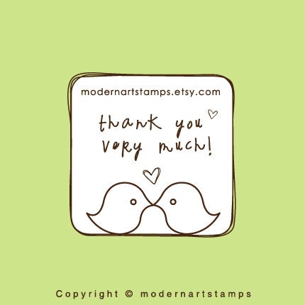 Custom Rubber Stamp - Personalized Stamp - Custom Stamp - Thank you Stamp - Birds in Love - C461