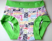 Children's Underwear Size 8 - Graffiti in Green  - Free US Shipping