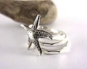 Sterling Silver Sea Star Artisan Stack Rings, Set Of 3