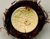 Wedding Favor, Bridesmaids Favor, Small Ceramic Bowl, Valentine, Bird, Heart, Nest, Love, Gift, white, 3" by 1", handmade