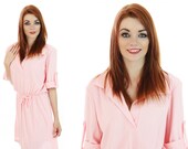 80s Terrycloth Dress Pink Sporty Vintage 70s Beach Cover-up Spa Tennis Retro Soft Preppy Small S Medium M