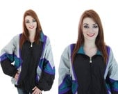 90s Colorblock Windbreaker Jacket 80s Vintage Hip Hop 1980s 1990s Unisex Mens Womens Large L XLarge XL