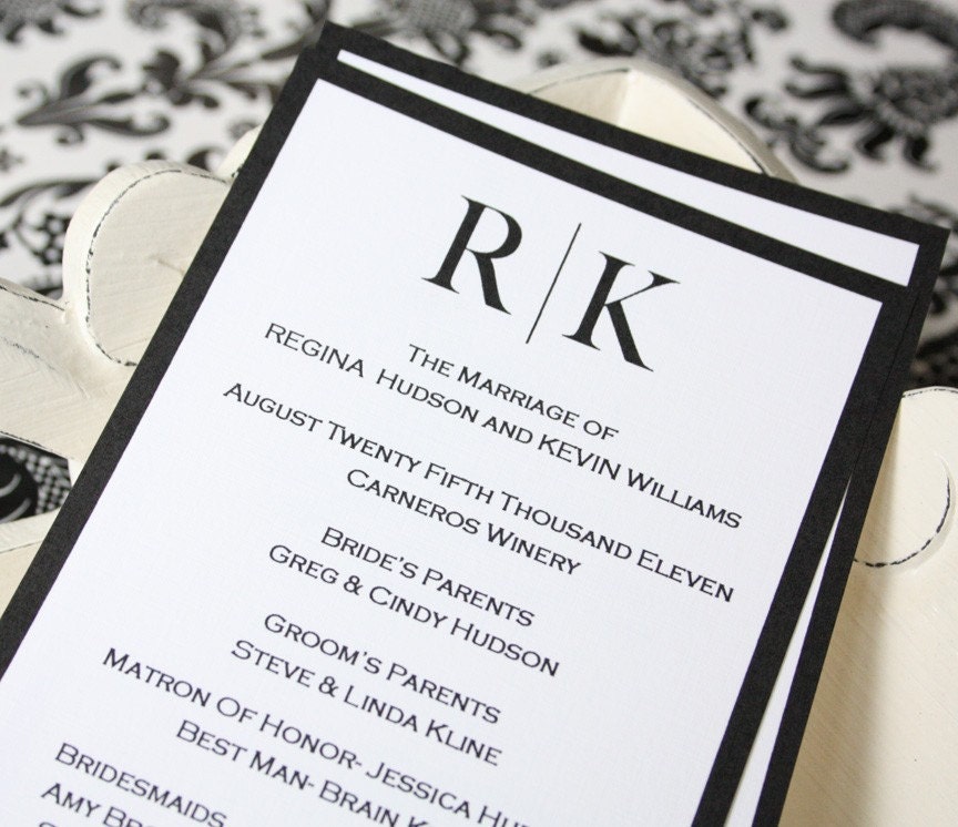 Double Sided Printable Wedding Program- Choose from 40 designs