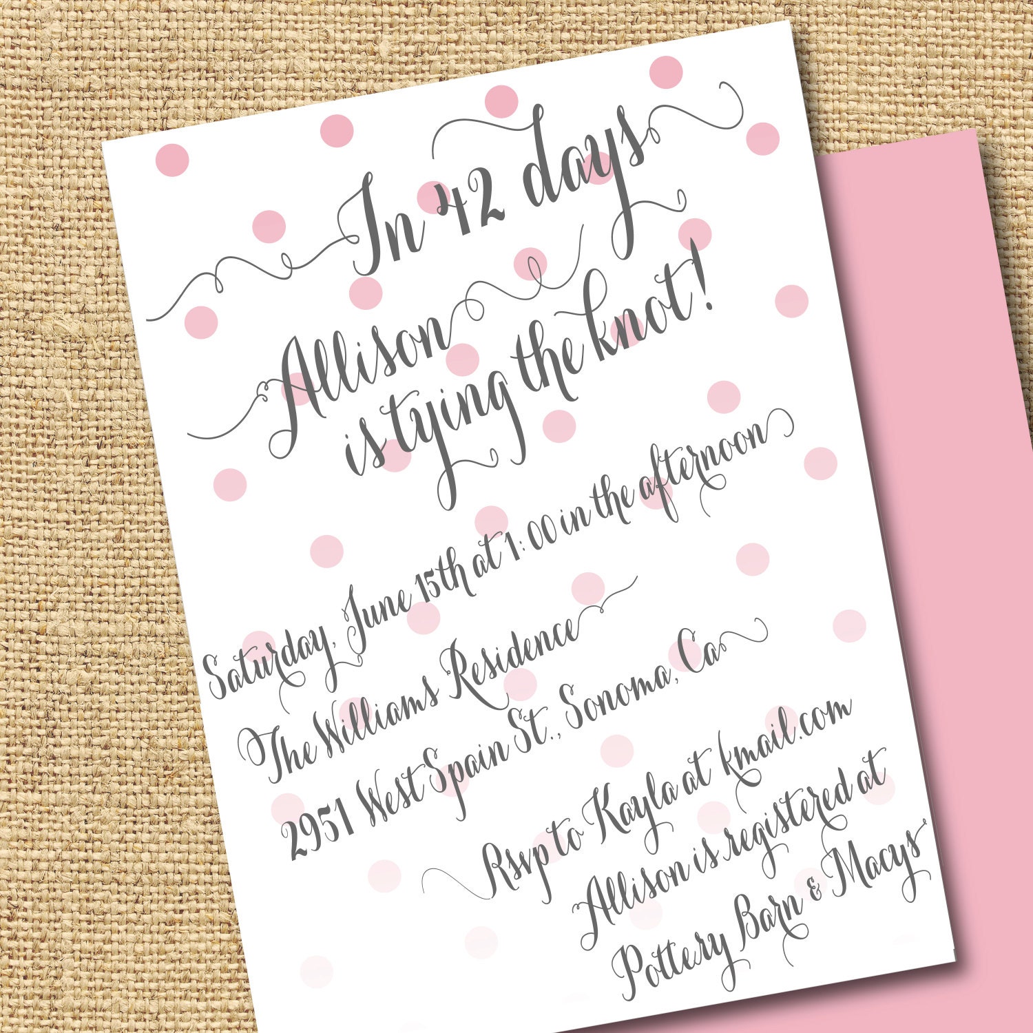 Printable Polka Dot Invitation