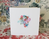 Fabric collaged 'floral arrangement' card - blank. (no.12)