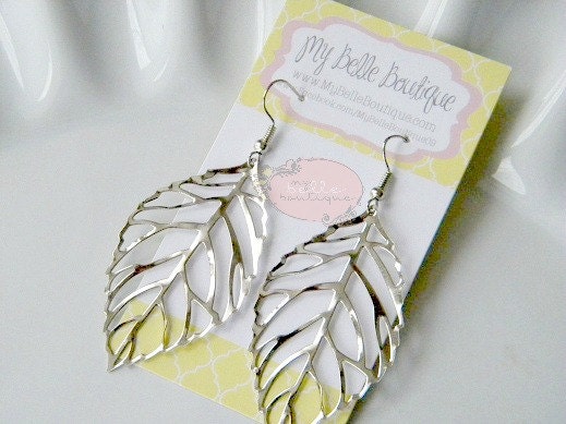 BIRTHDAY SALE - Antique Silver Leaf Earrings