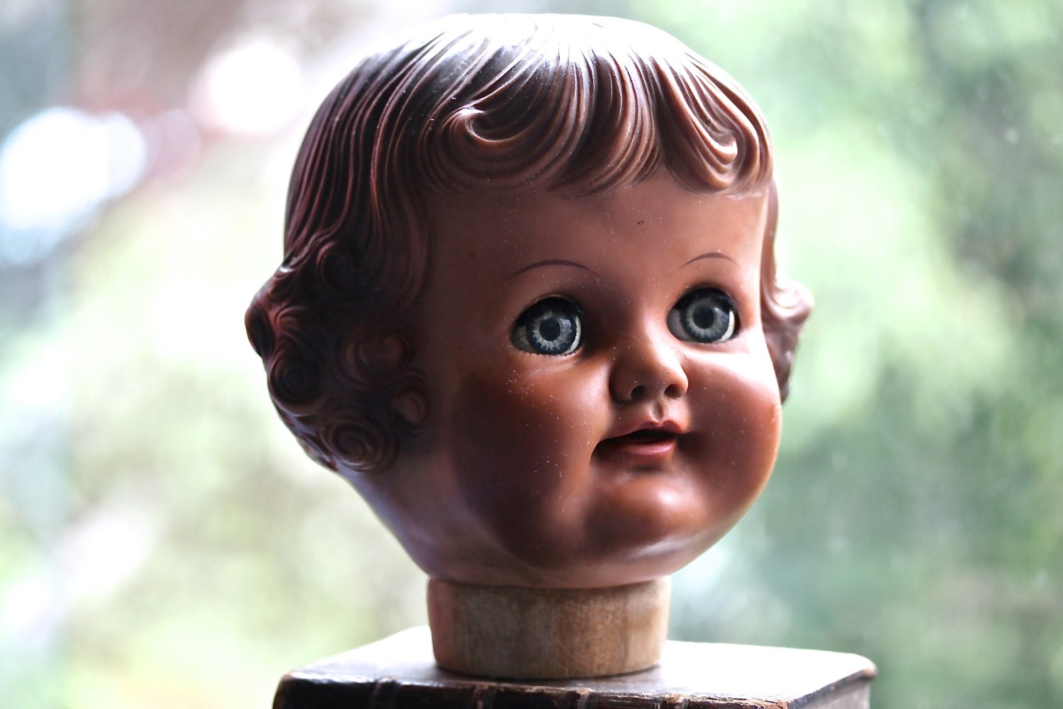 Head of the Class - Vintage Doll Head, Doll Parts, Molded Plastic Doll Head