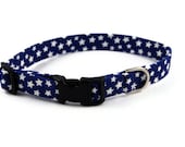 Dog Collar, Bark Size, Blue Stars - lizziebeesthings