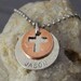 Personalized Penny Cross Outline Handstamped Necklace w/Priority Mail Shipping in US
