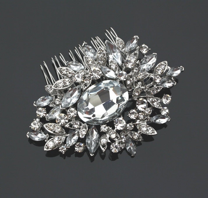 Bridal Haircomb, Wedding Head Piece, Rhinestone Haircomb, Wedding Hair Accessory, Crystal Brooch Style Comb