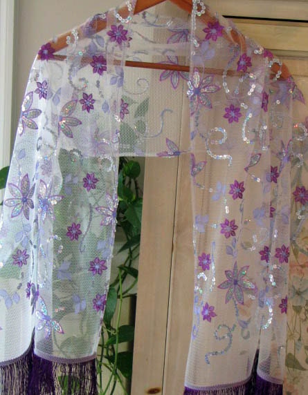Scarf/Wrap/Shawl..Embroidered Sequin Florals..Ivory Pink Gold Seafoam..Bridal..Birthday Gift..Party..Clutch/Bag/Purse to match