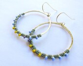 Full Moon Rising Hoops in sage green and periwinkel and yellow