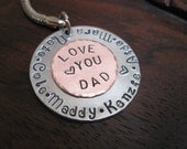 Fathers Day Key Chain - LOVE YOU DAD  with up to Six Hand Stamped Names