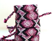 The Original Swarovski Crystal Friendship Bracelet-  Stargazer Lily Flower Design ( Pink, Black, Silver & Plum)