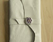 Cream Leather Longstitch Journal, with Flower Button Fastening
