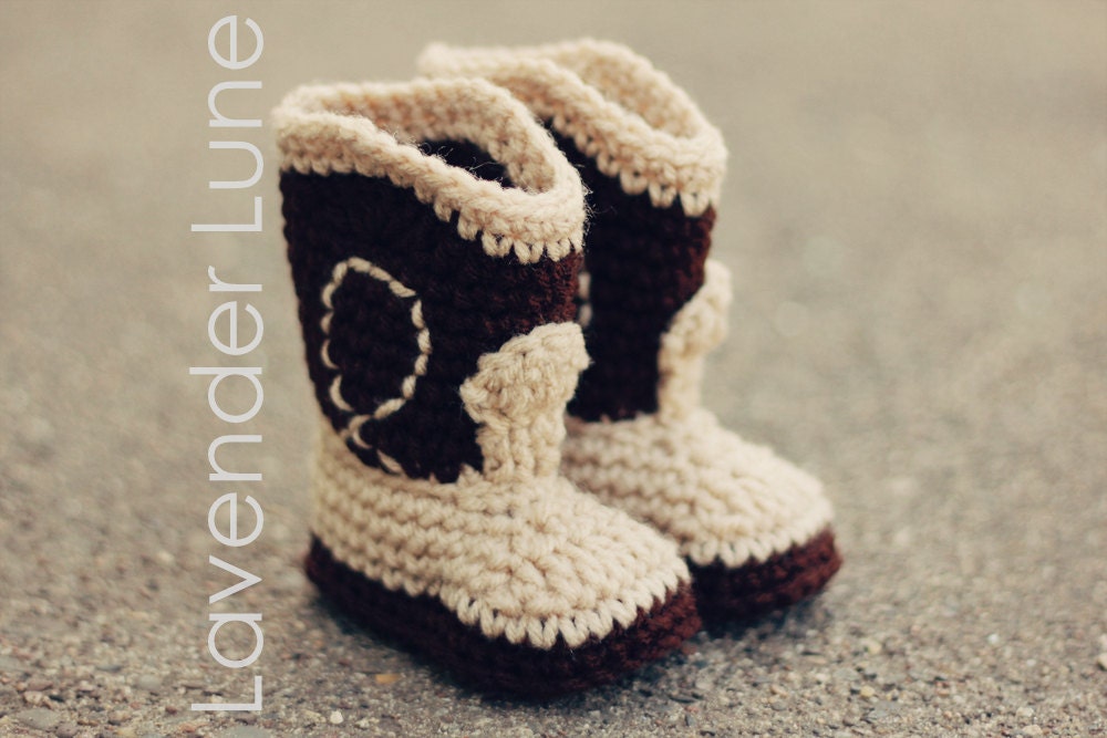 PDF CROCHET PATTERN, The Western - Cowboy Baby Booties, Baby Booties
