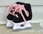 Hockey Skate Booties for Girls - Crochet Photo Prop.