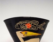 White heron vase with fish thought.