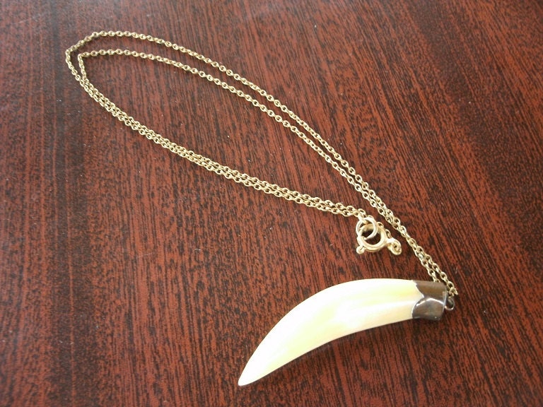 Vintage Faux Ivory Tusk Tooth Pendant