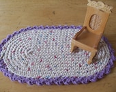 Miniature  crochet oval rug in pastel fleck for the dollhouse Lilac Trim