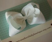NEW ITEM------Simple X-Large 5.5 Inch Hair Bow-------WHITE