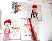Feathers Girl Journey Cards Set of 4 Original Art with Envelopes Dreamer Girl Share the Love and Hope