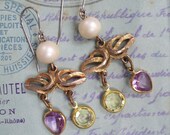 Jonquils and Irises - Vintage Assemblage Earrings
