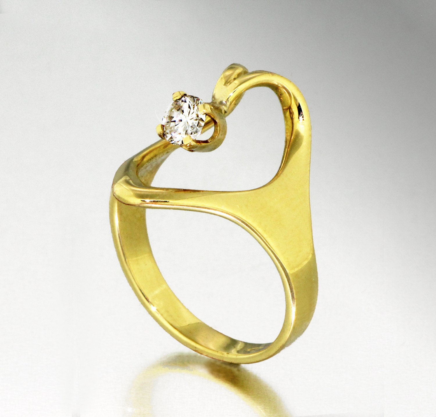 ISIS Solitaire Diamond  Ring, 14K Yellow Gold rings, Unique Engagement Ring, Custom Egyptian Jewelry by Arosha