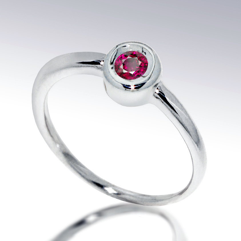 DeLight  Ruby Engagement Ring, 14k White Gold Ring, stackable gold ring, Custom Italian Fine Jewelry by Arosha